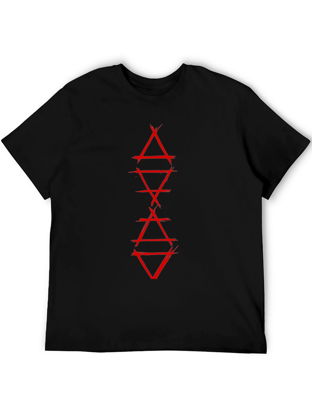 Geometric Red Graphic Print Black T-Shirt