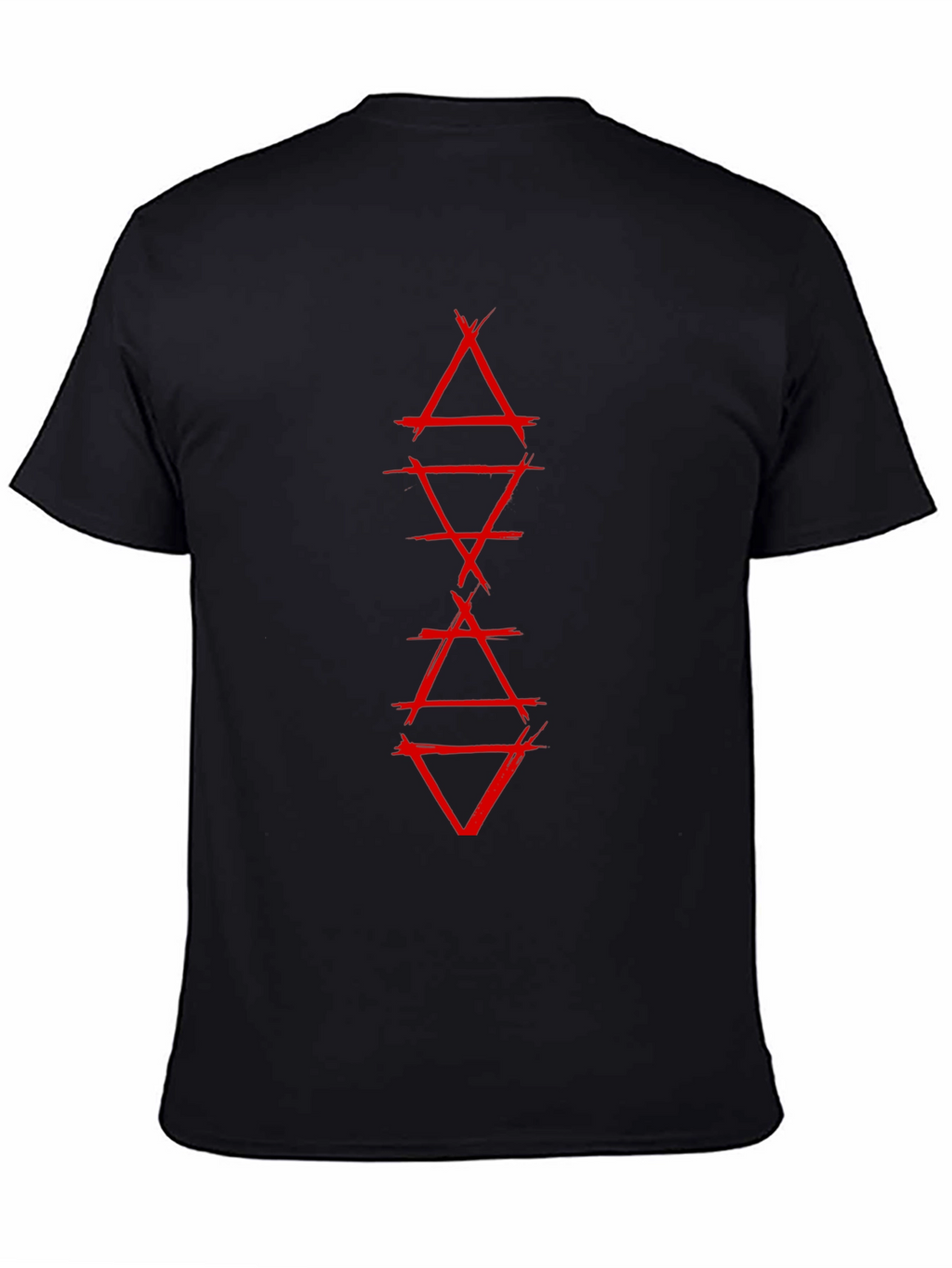 Geometric Red Graphic Print Black T-Shirt