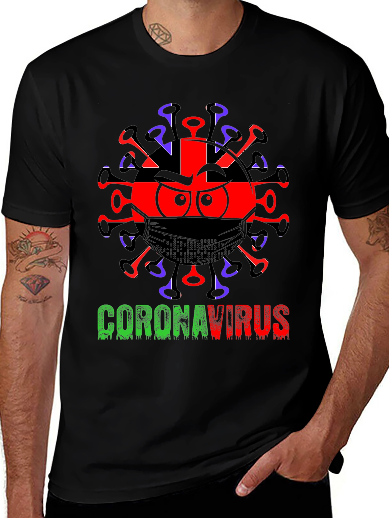 Coronavirus Graphic T-Shirt - Black Cotton Tee