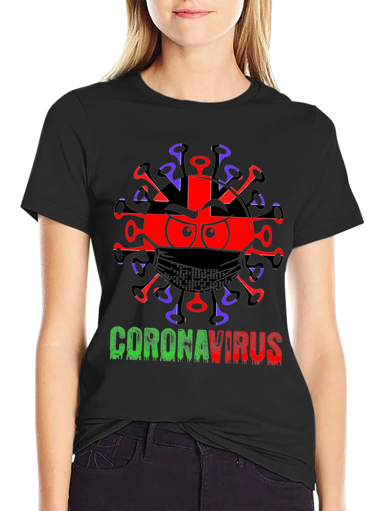 Coronavirus Graphic T-Shirt - Black Cotton Tee