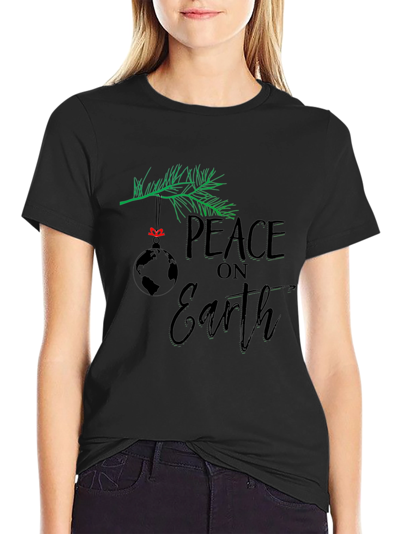 Peace on Earth T-Shirt - Holiday Globe Ornament Tee