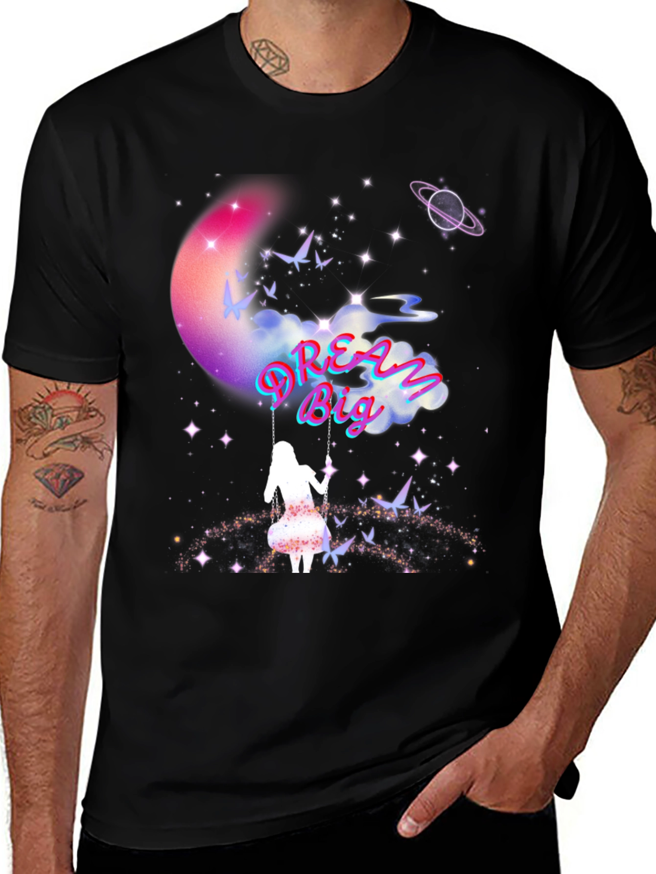 Dream Big Graphic Tee - Celestial Swing Design