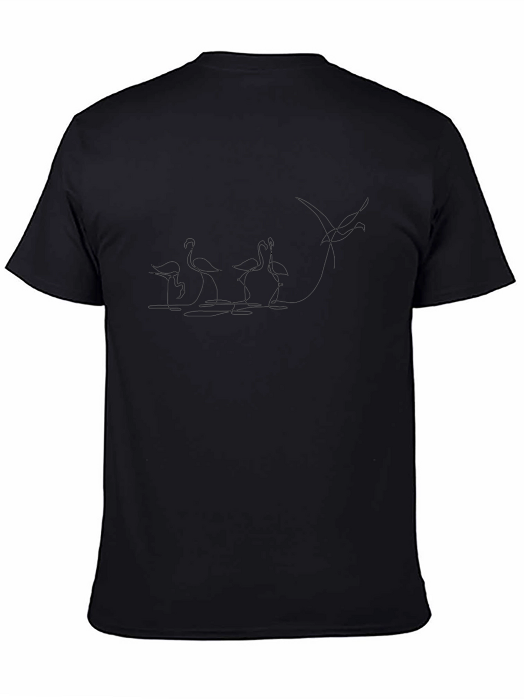 Mens Black Flamingo Line Art Graphic Tee