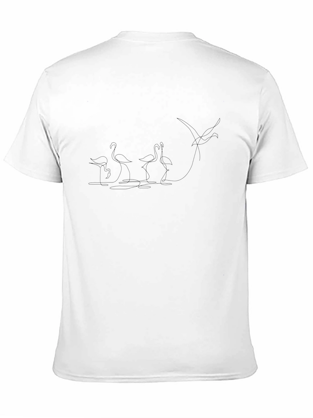 Mens Black Flamingo Line Art Graphic Tee