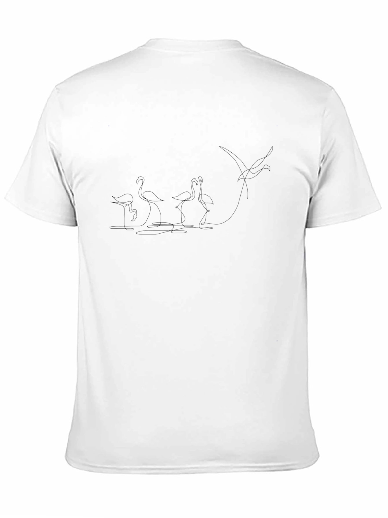 Mens Black Flamingo Line Art Graphic Tee