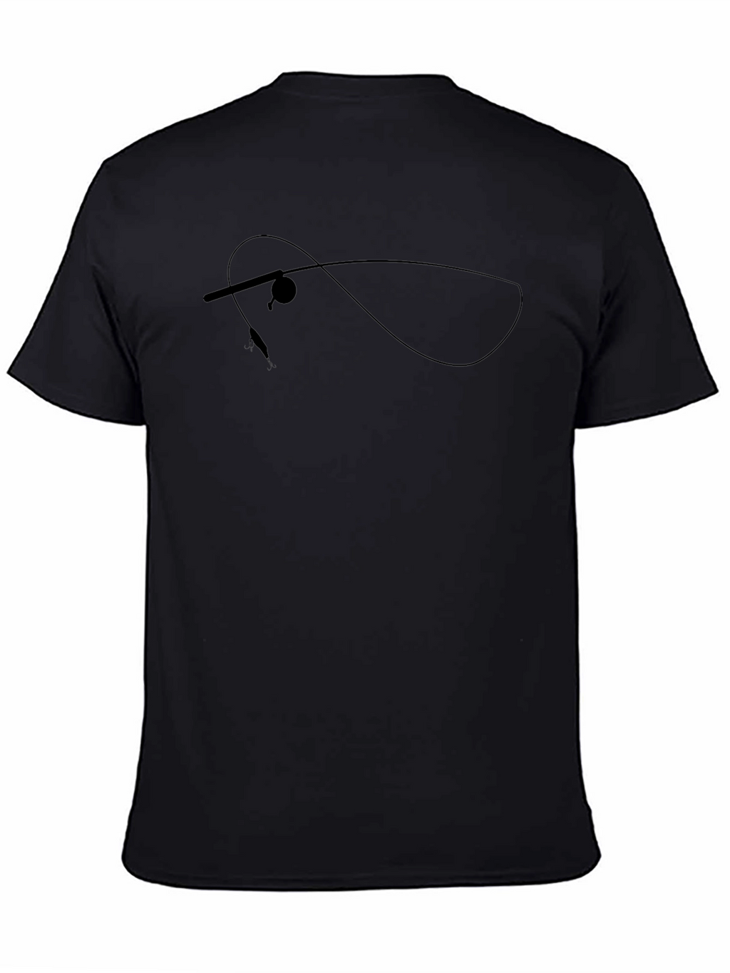Fishing Rod Silhouette Black T-Shirt