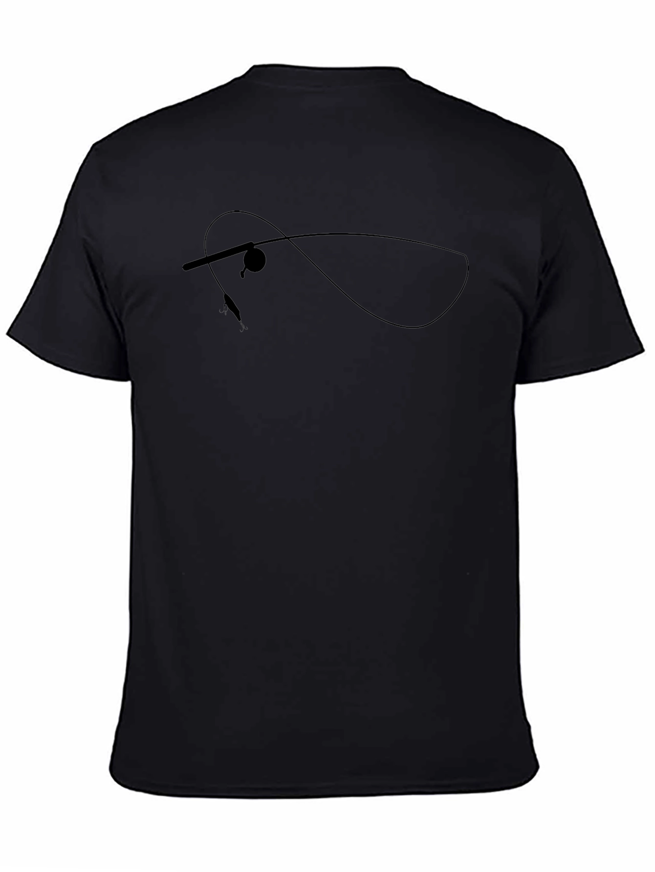 Fishing Rod Silhouette Black T-Shirt
