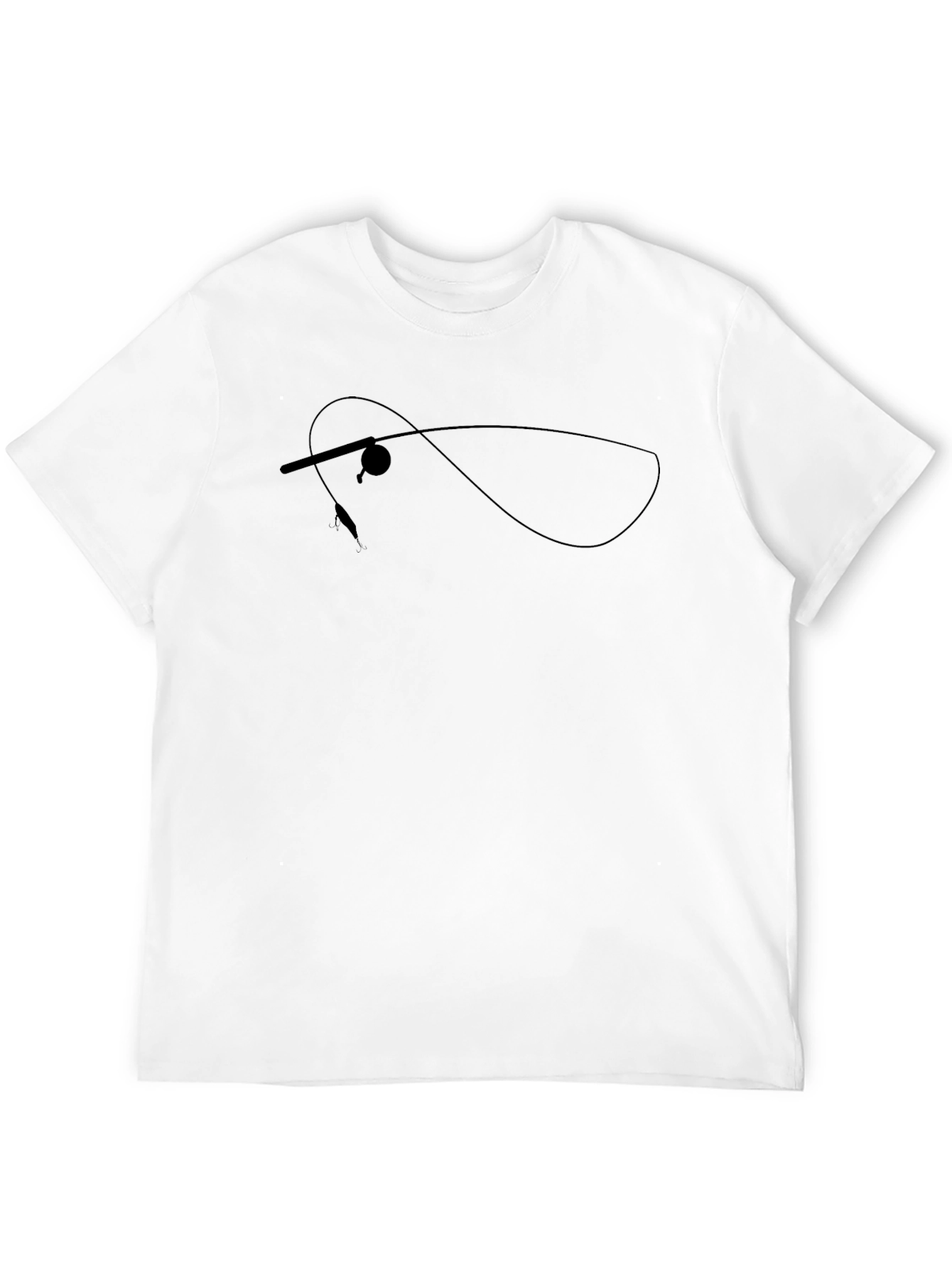 Fishing Rod Silhouette Black T-Shirt