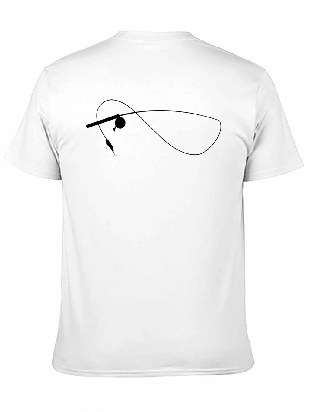 Fishing Rod Silhouette Black T-Shirt