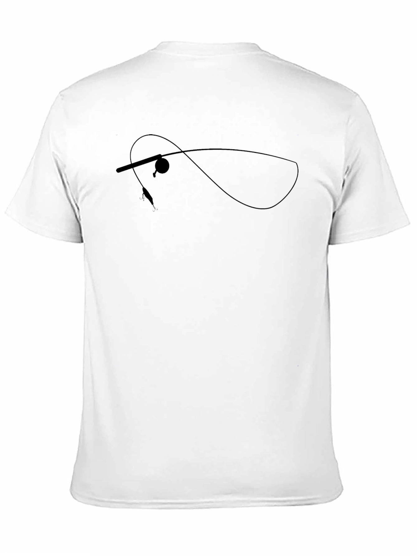 Fishing Rod Silhouette Black T-Shirt