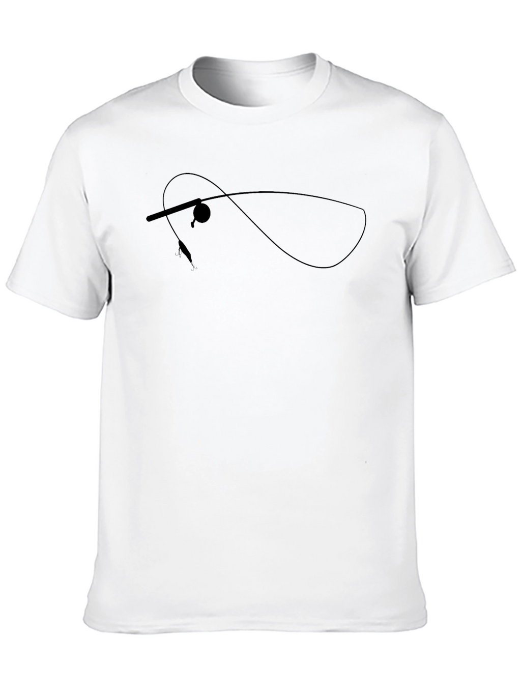 Fishing Rod Silhouette Black T-Shirt
