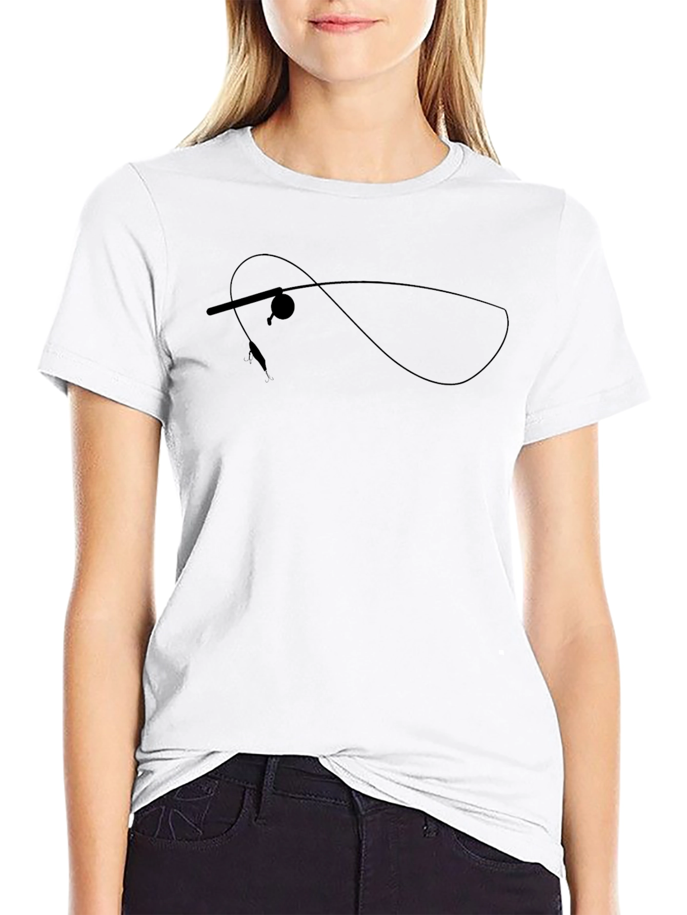 Fishing Rod Silhouette Black T-Shirt