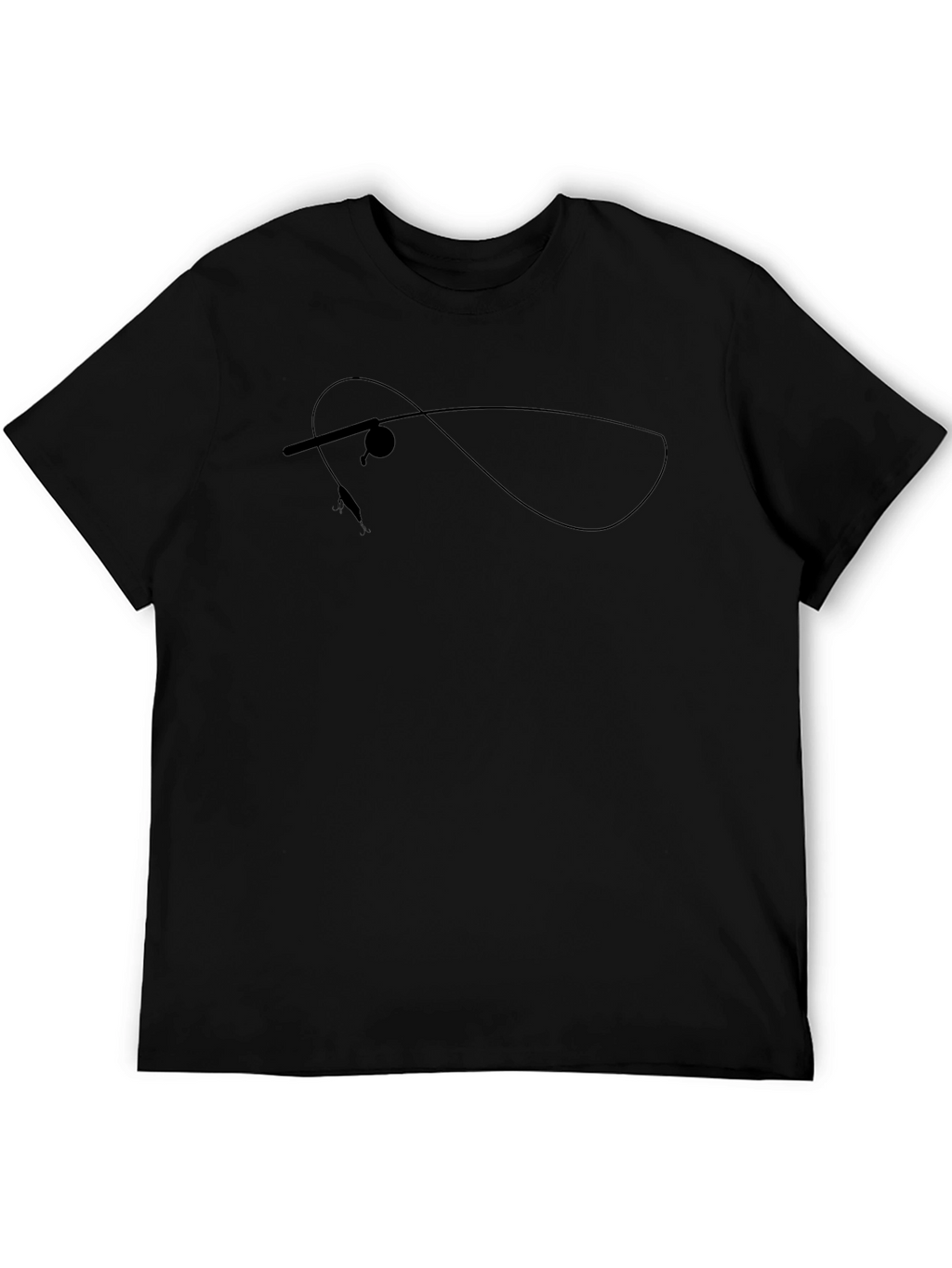 Fishing Rod Silhouette Black T-Shirt