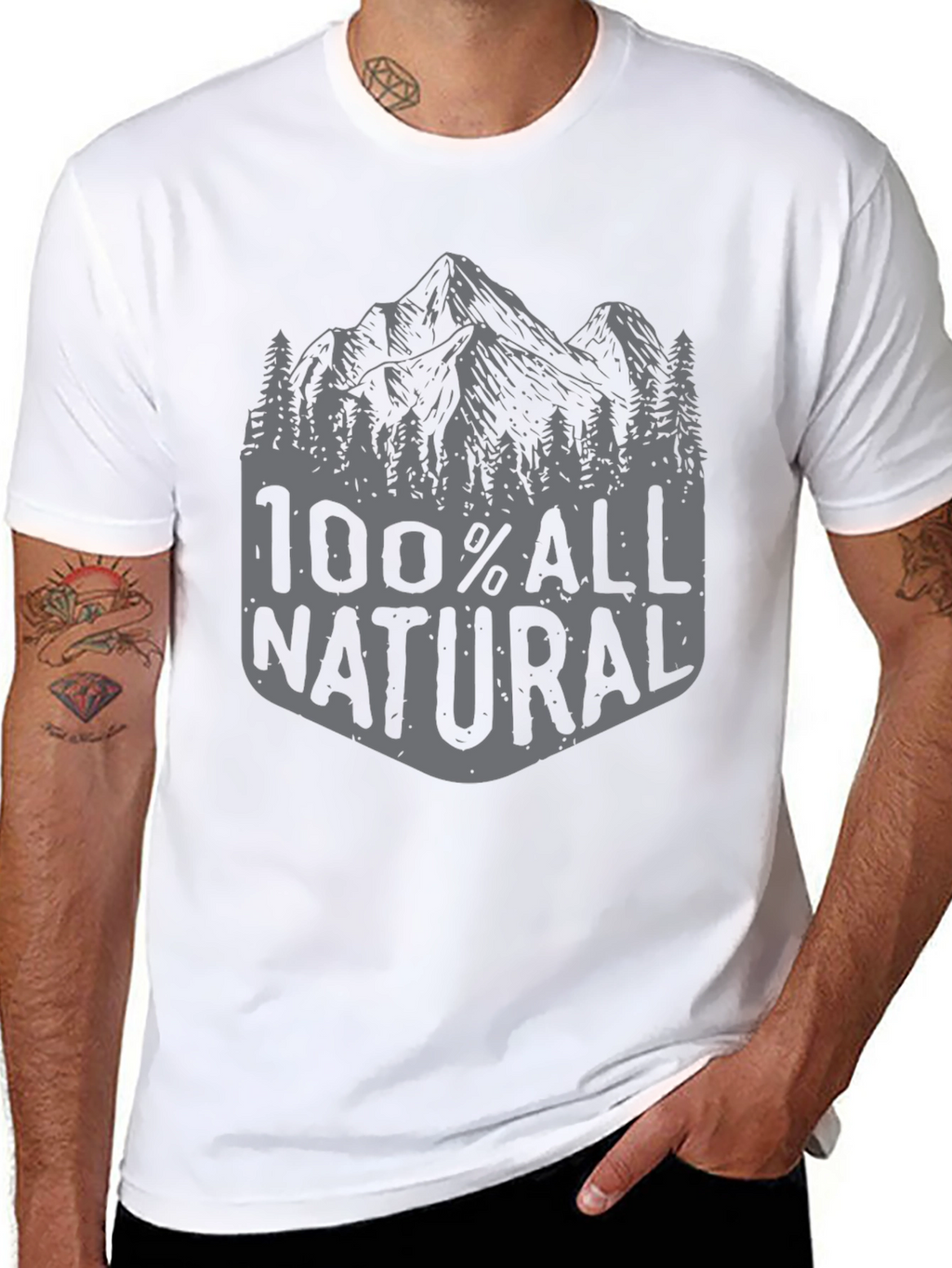 100% All Natural Mountain Graphic T-Shirt