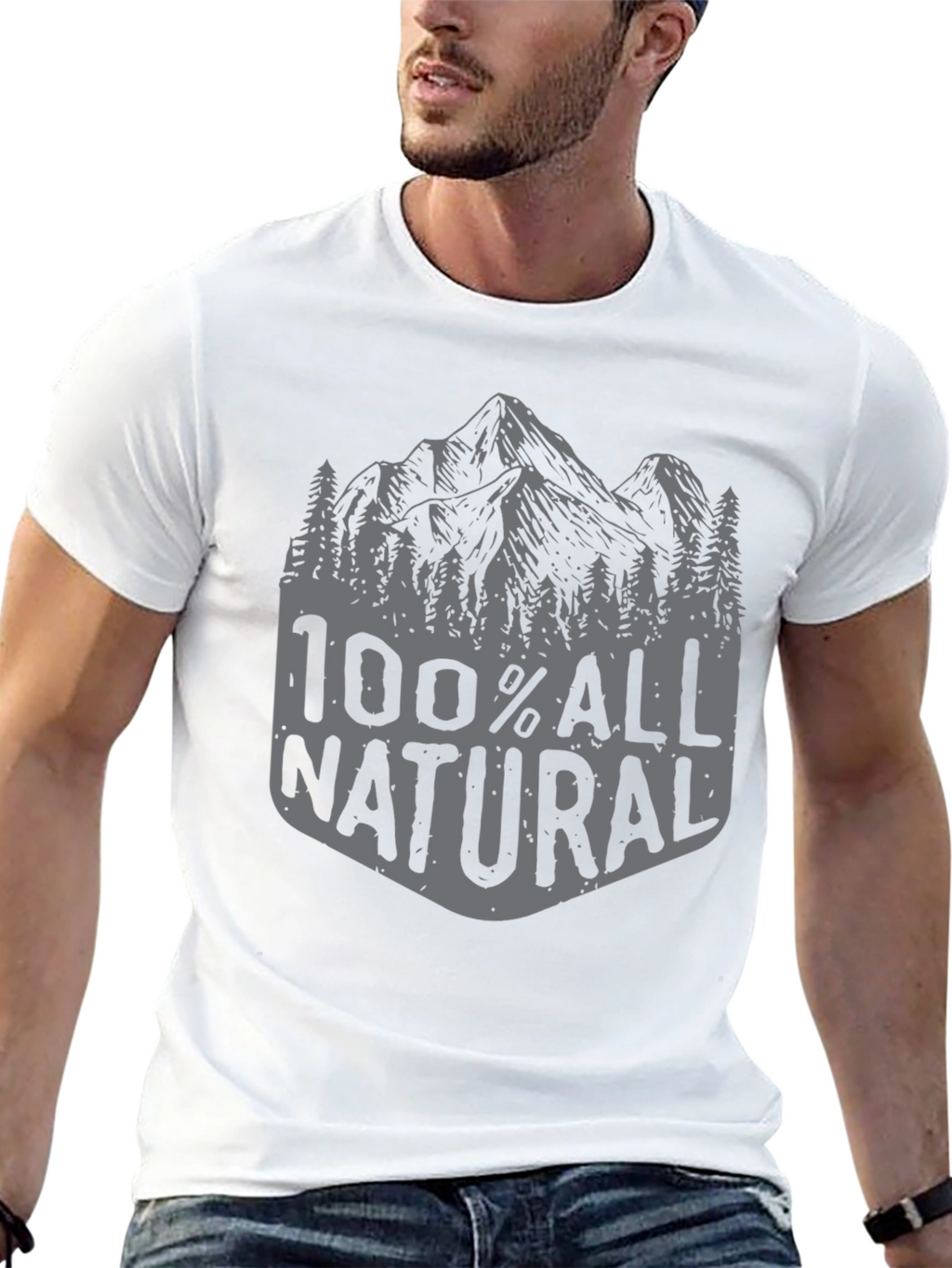 100% All Natural Mountain Graphic T-Shirt