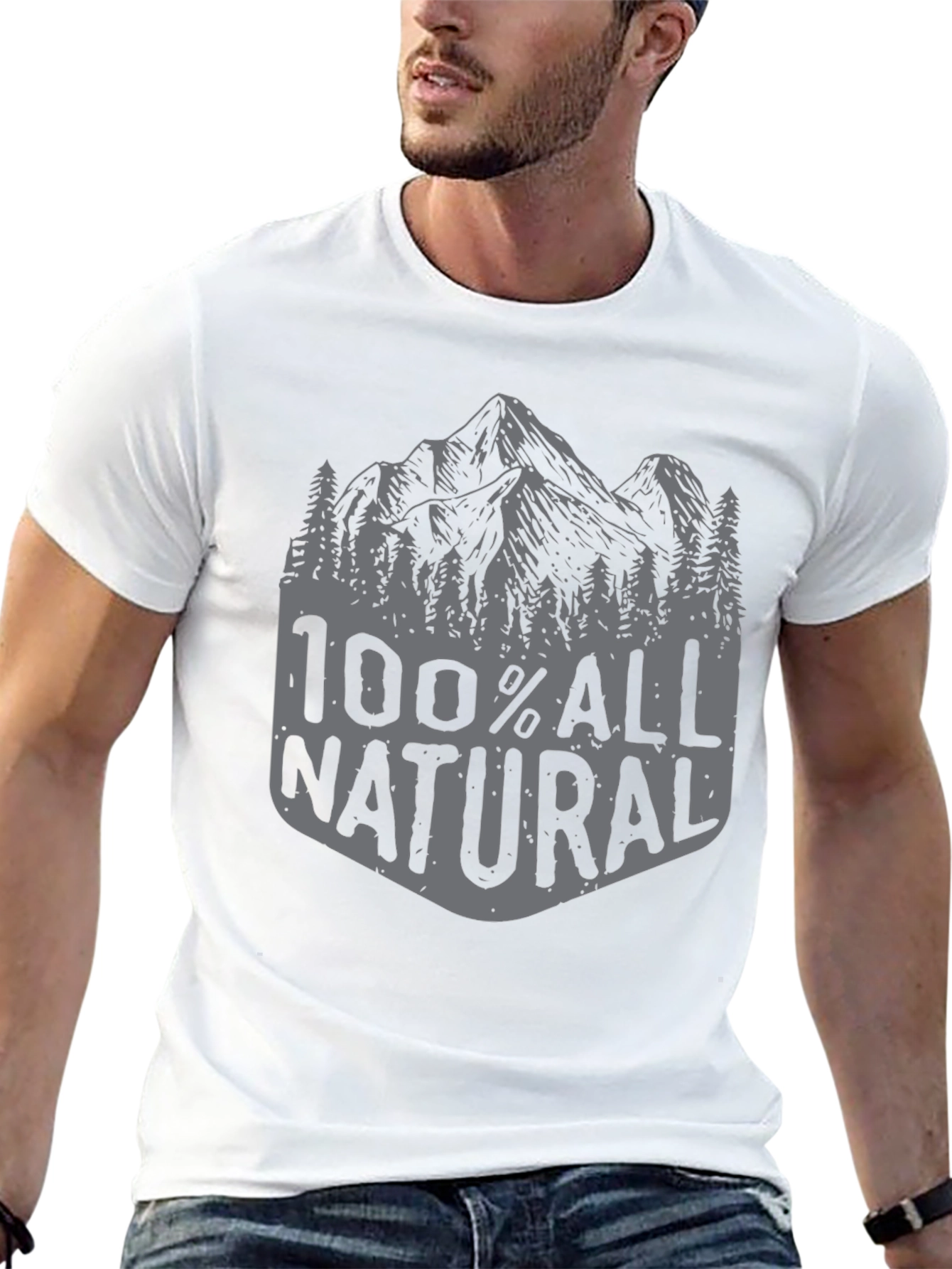100% All Natural Mountain Graphic T-Shirt