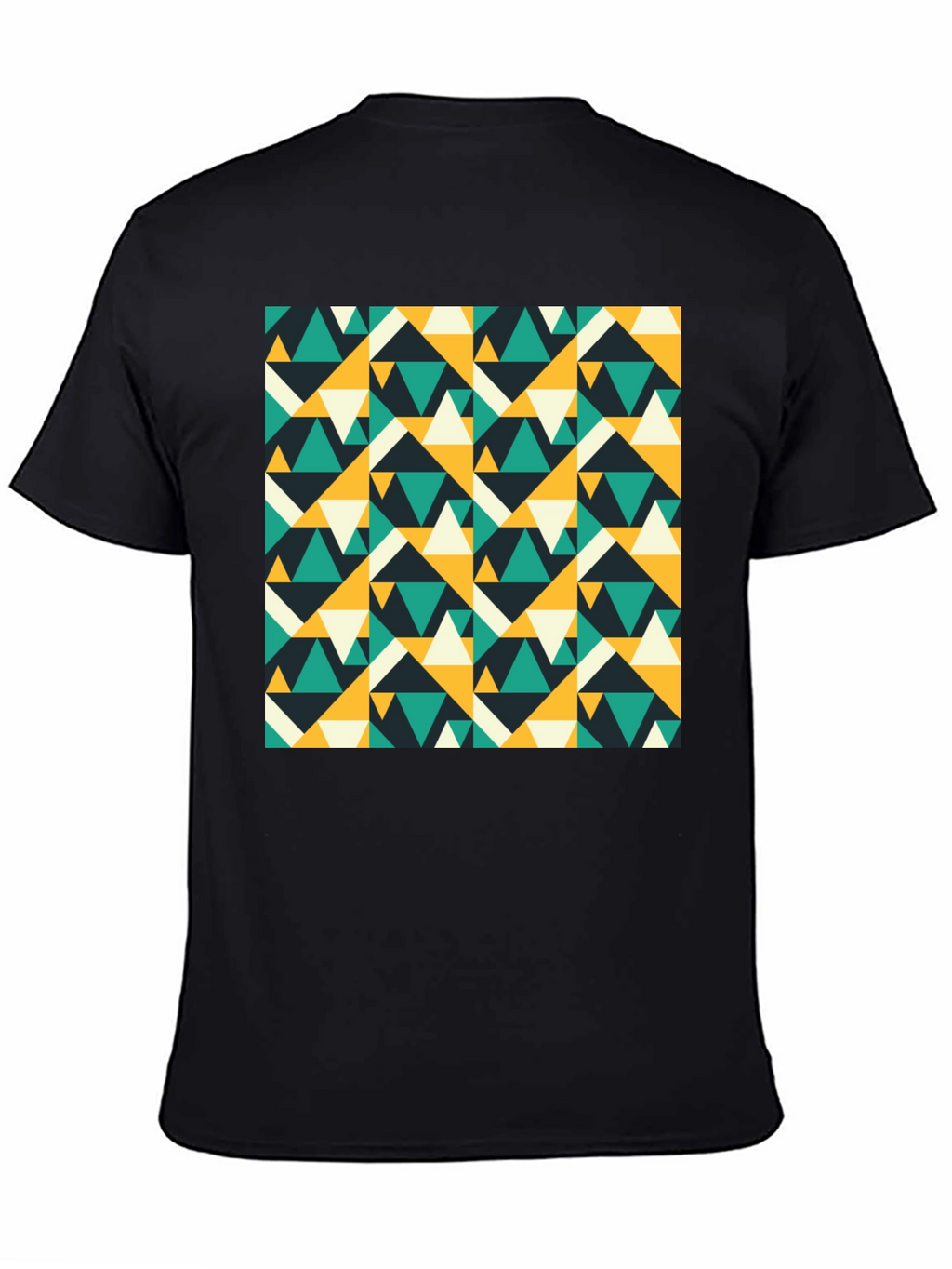 Geometric Triangle Pattern Black T-Shirt