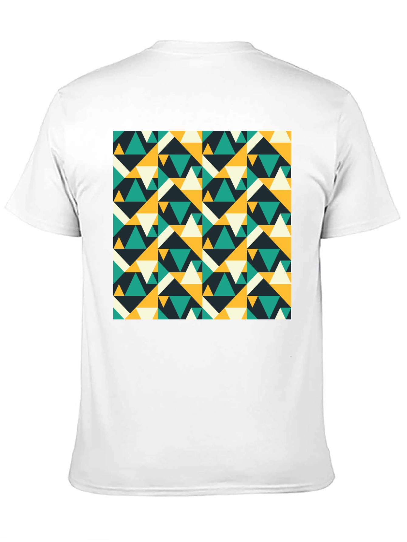 Geometric Triangle Pattern Black T-Shirt