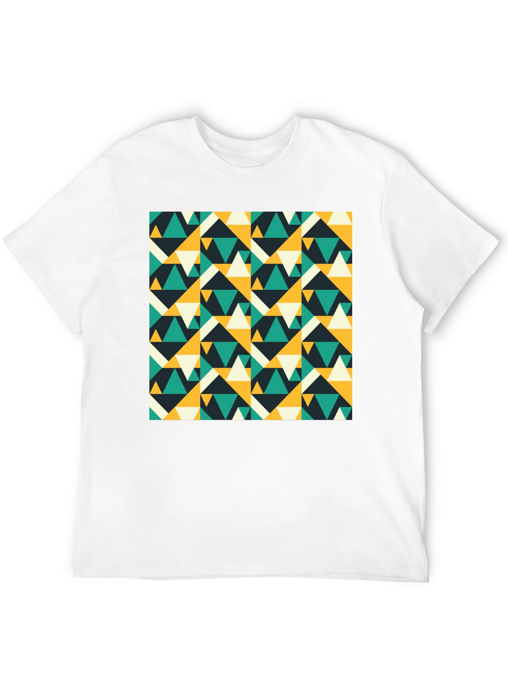 Geometric Triangle Pattern Black T-Shirt
