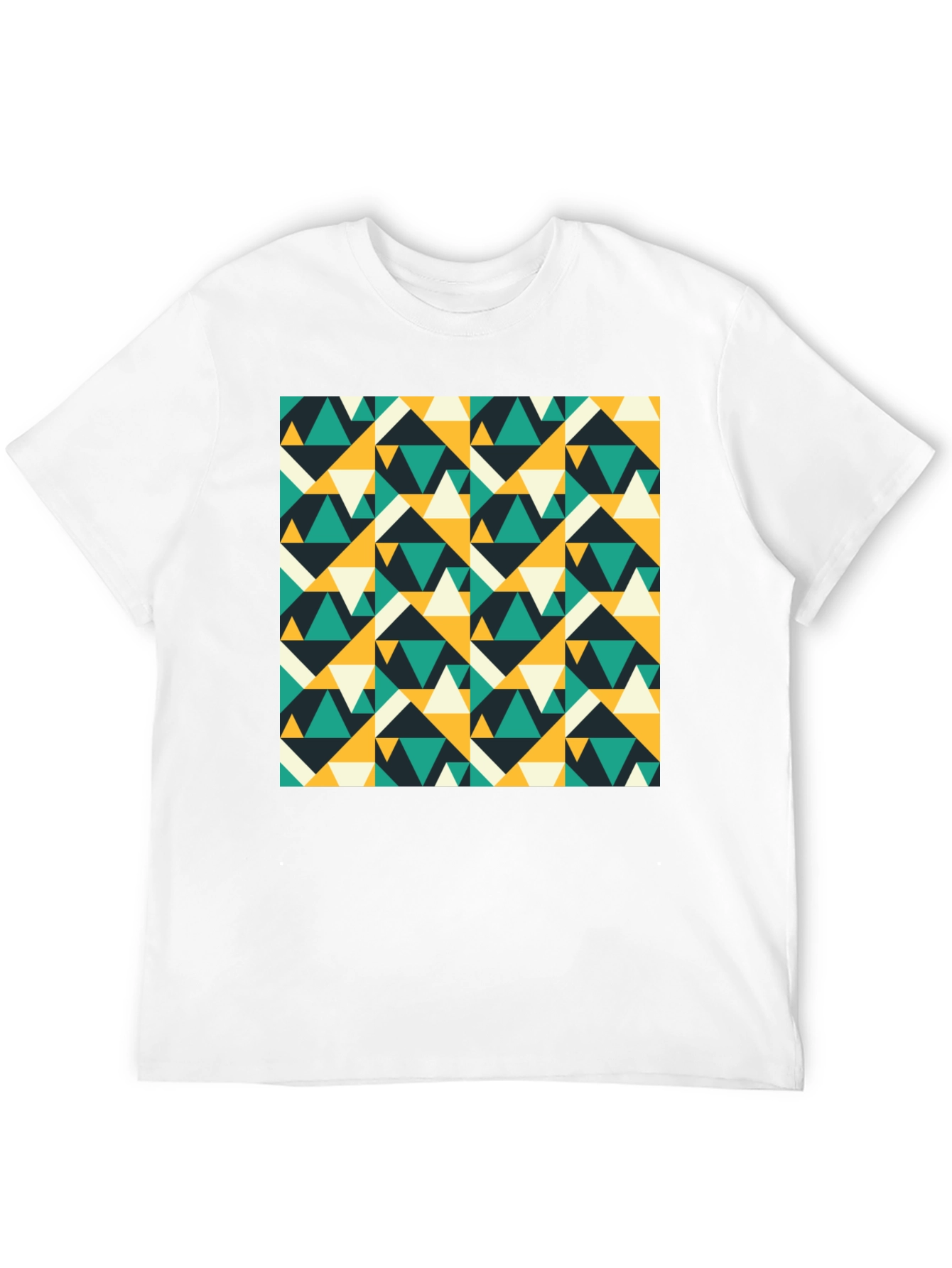 Geometric Triangle Pattern Black T-Shirt