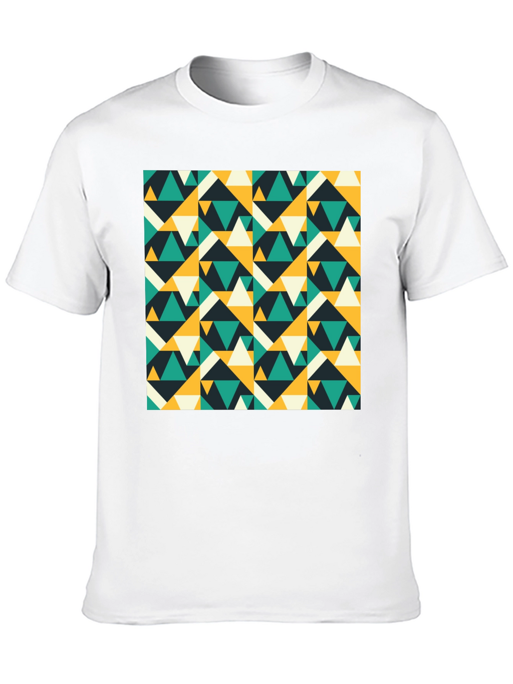 Geometric Triangle Pattern Black T-Shirt