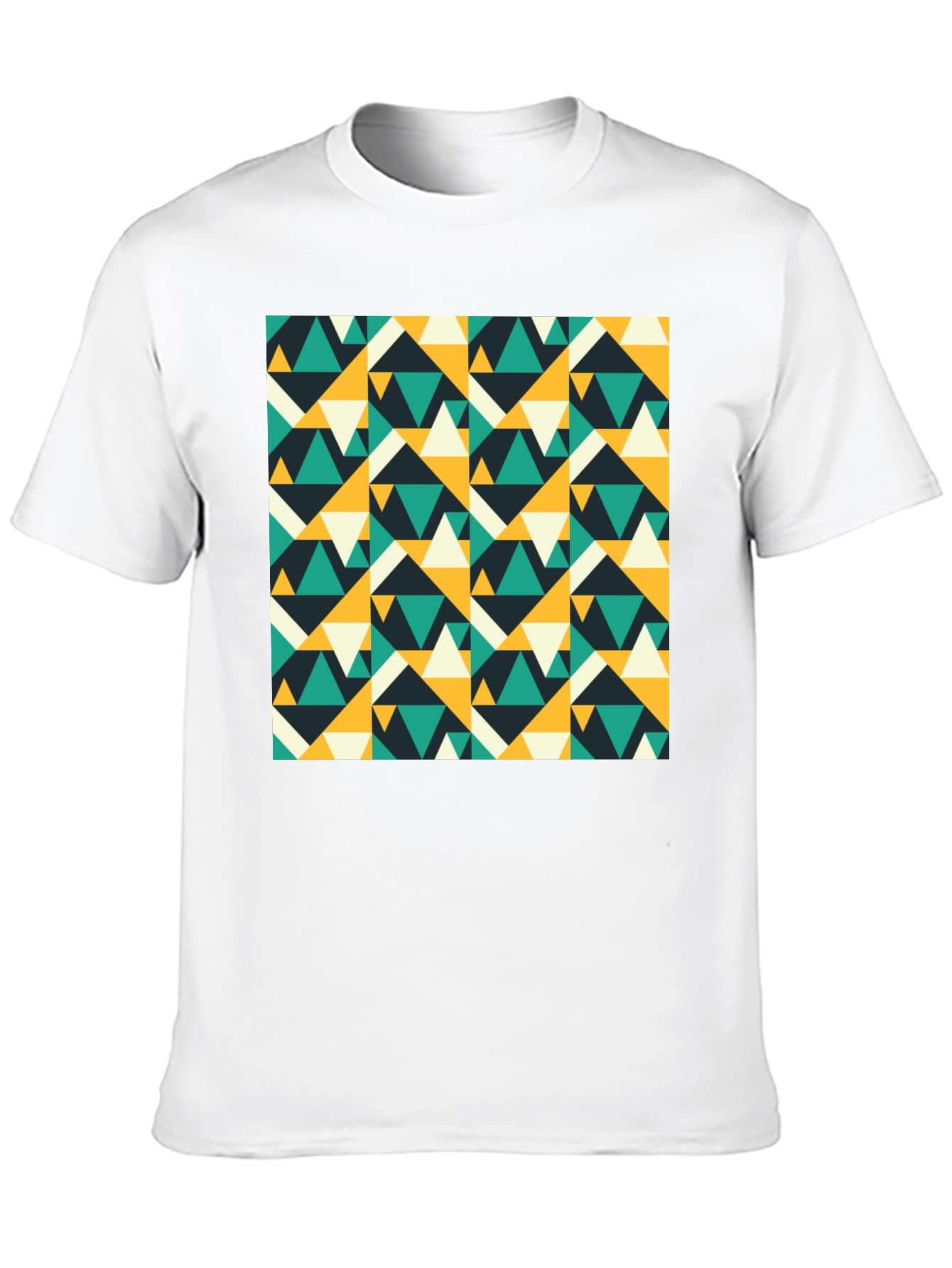 Geometric Triangle Pattern Black T-Shirt
