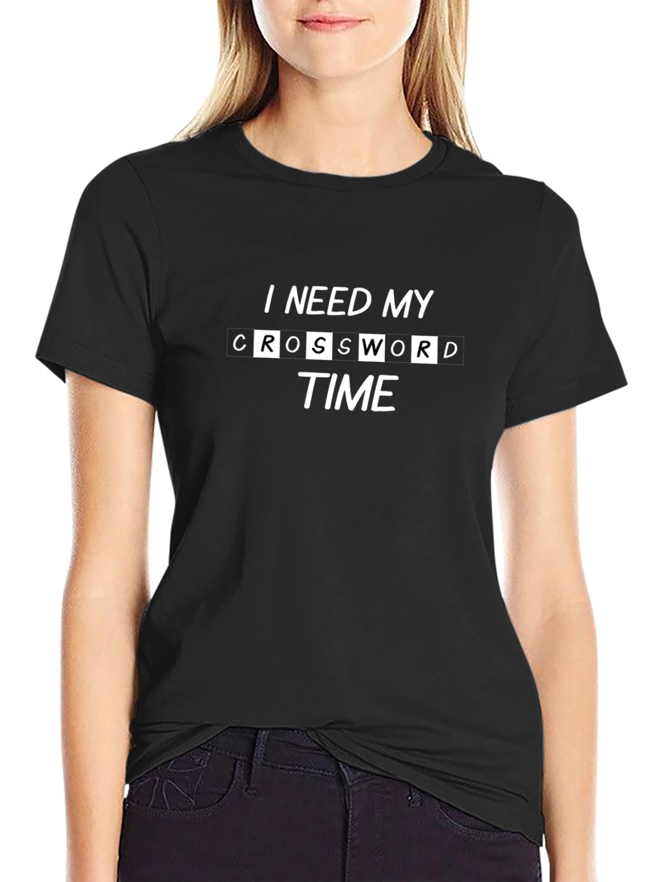 I Need My Crossword Time Black T-Shirt
