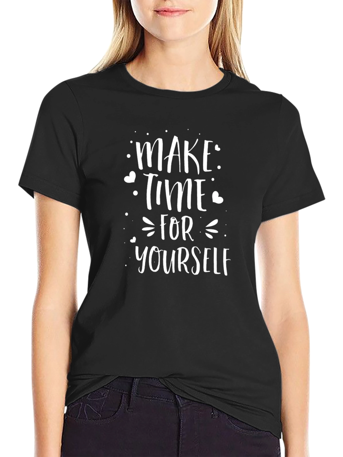 Make Time for Yourself Black Graphic T-Shirt