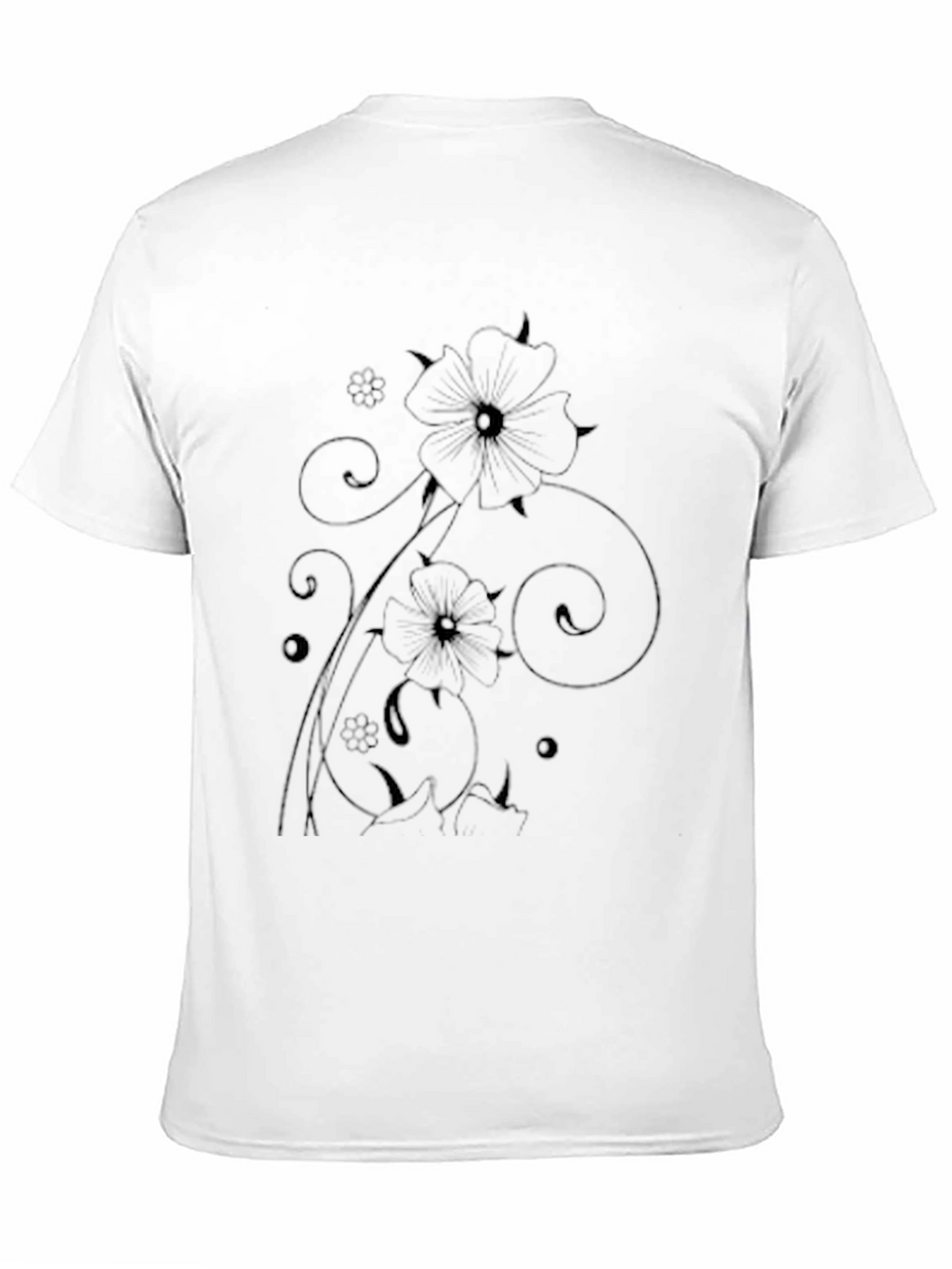 Mens Black Floral Graphic Tee Shirt