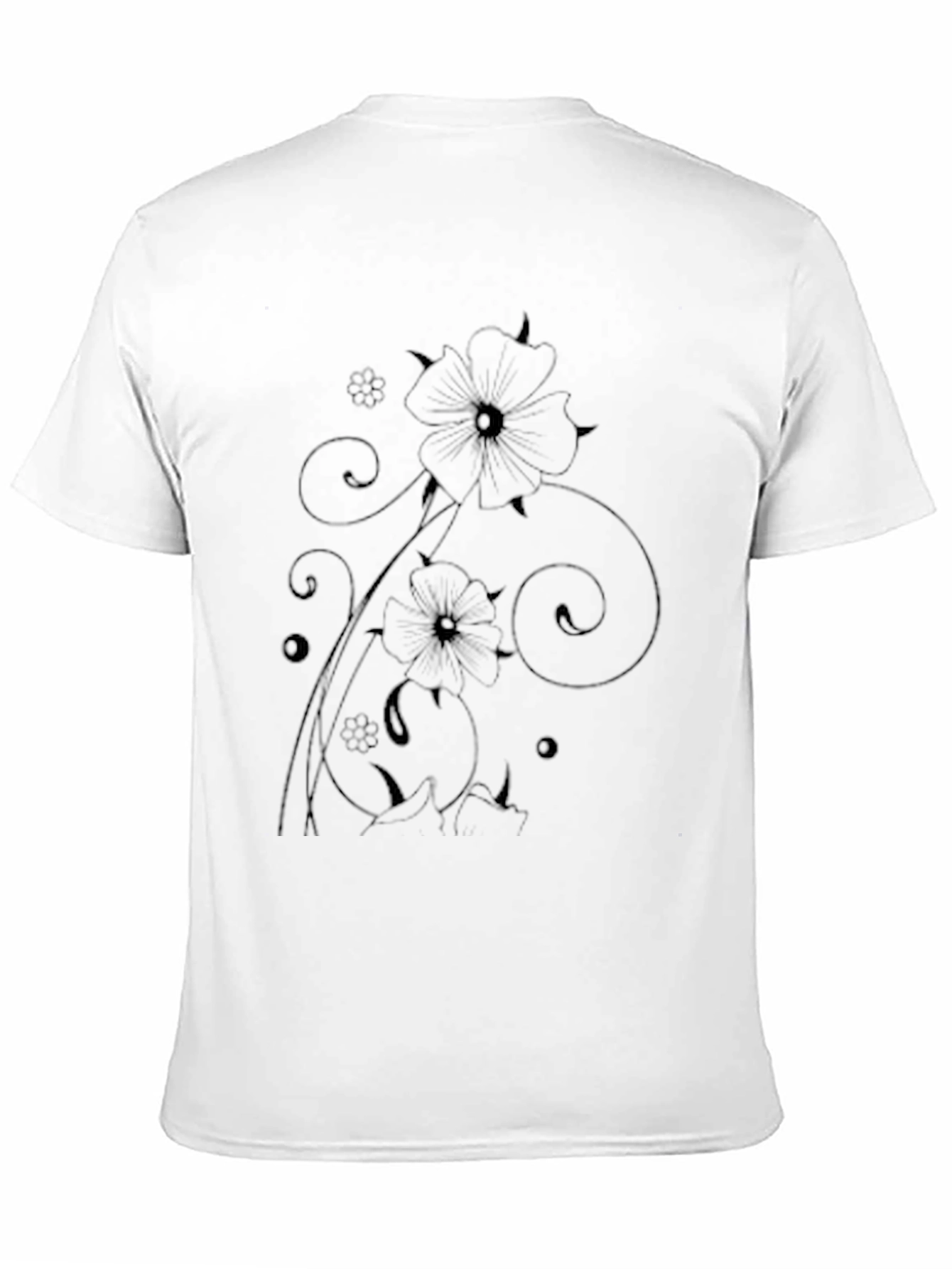 Mens Black Floral Graphic Tee Shirt