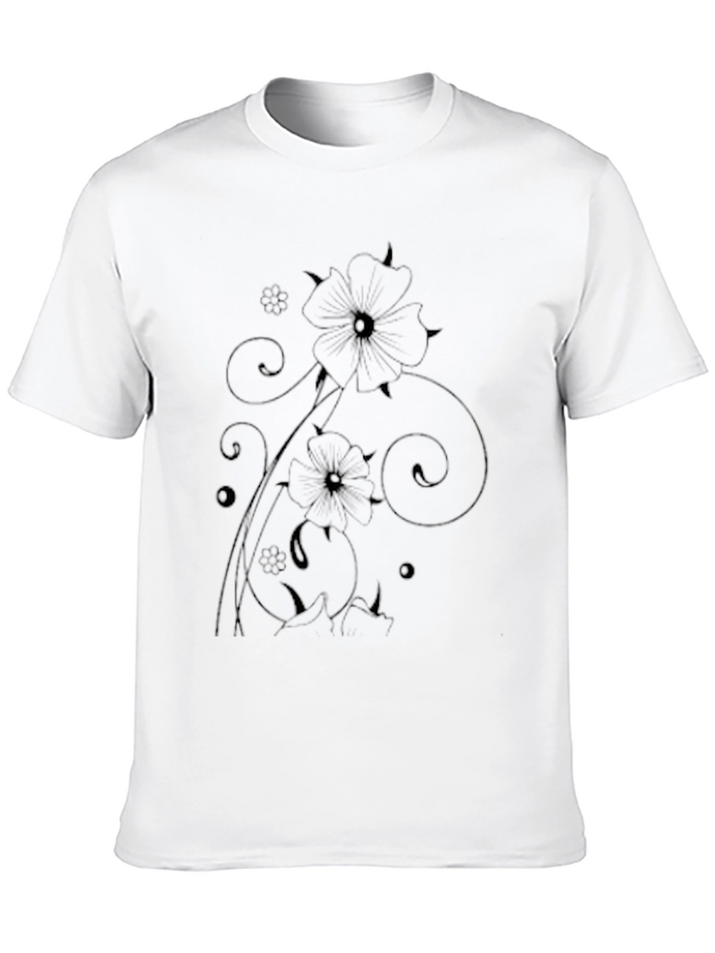 Mens Black Floral Graphic Tee Shirt