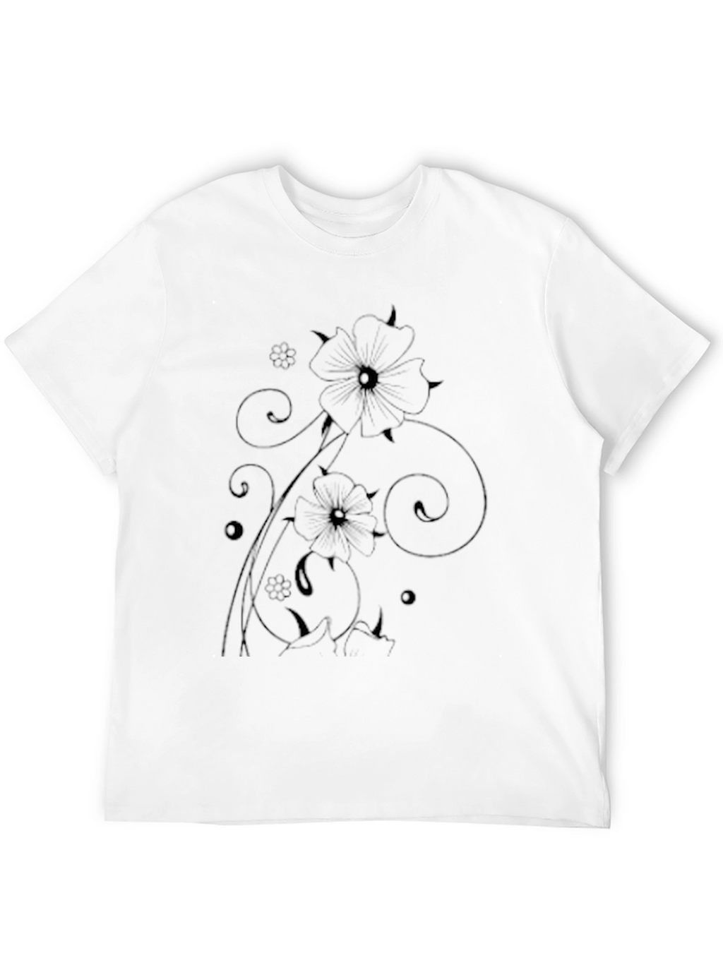 Mens Black Floral Graphic Tee Shirt