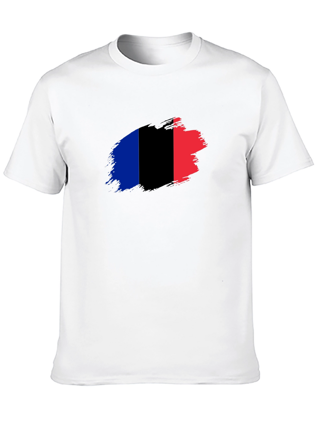 French Flag Brush Stroke Black T-Shirt