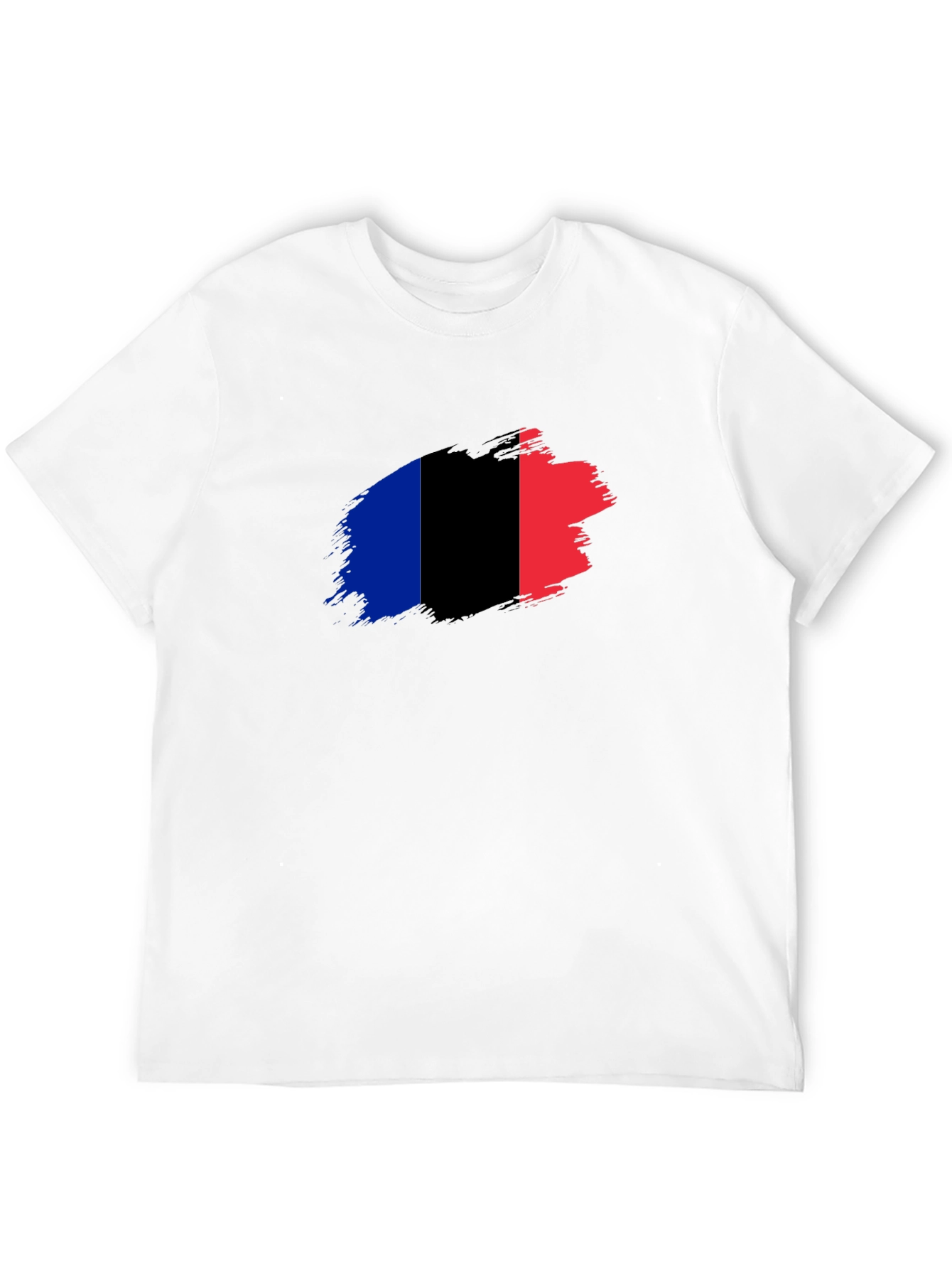 French Flag Brush Stroke Black T-Shirt