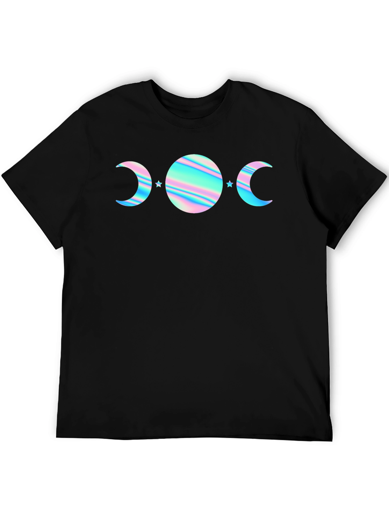 Holographic Moon Phase T-Shirt - Black