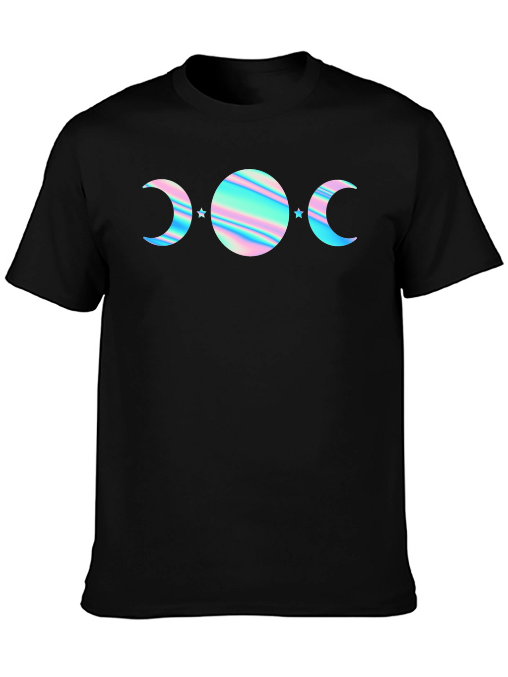 Holographic Moon Phase T-Shirt - Black