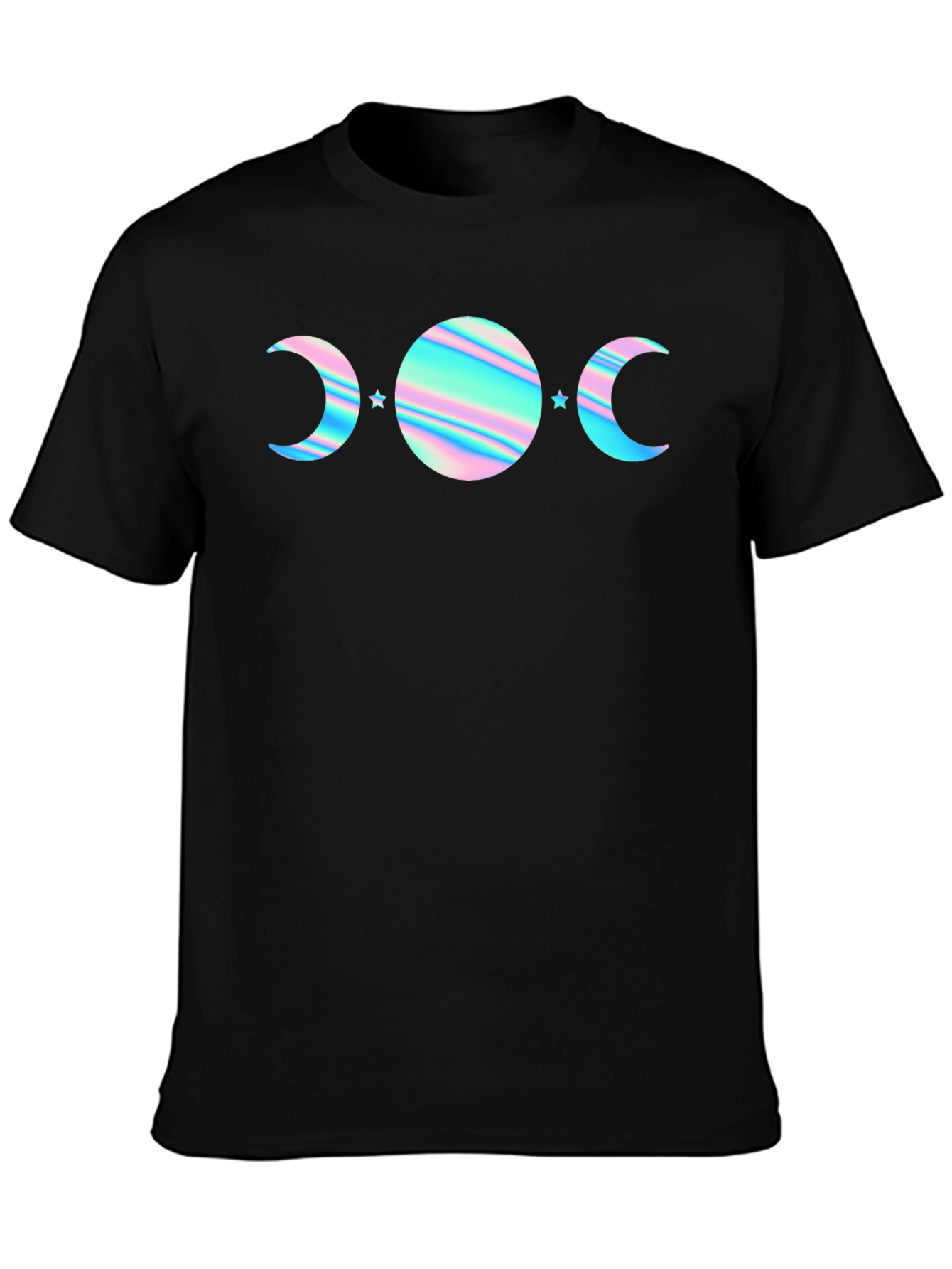 Holographic Moon Phase T-Shirt - Black