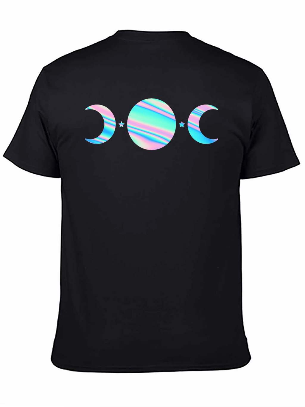 Holographic Moon Phase T-Shirt - Black