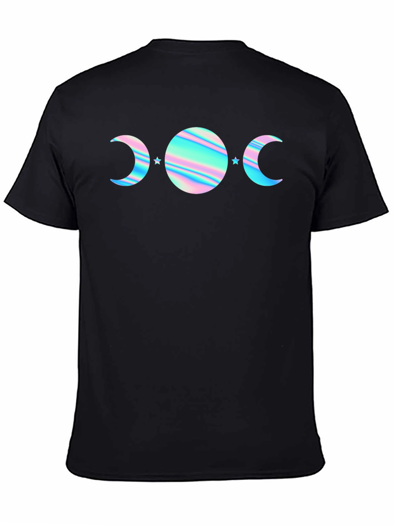 Holographic Moon Phase T-Shirt - Black