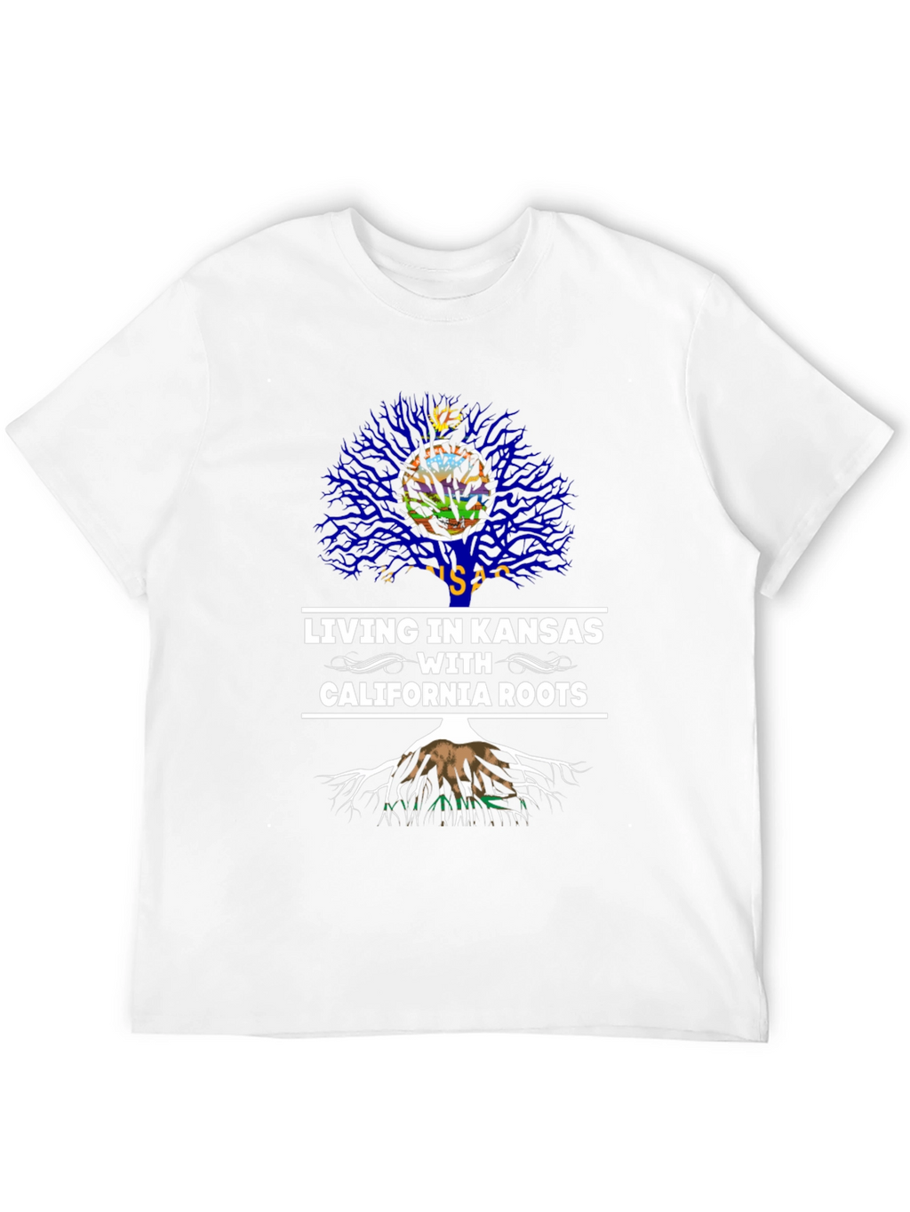Kansas Living with California Roots T-Shirt
