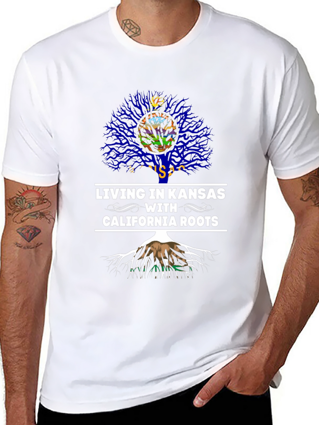 Kansas Living with California Roots T-Shirt