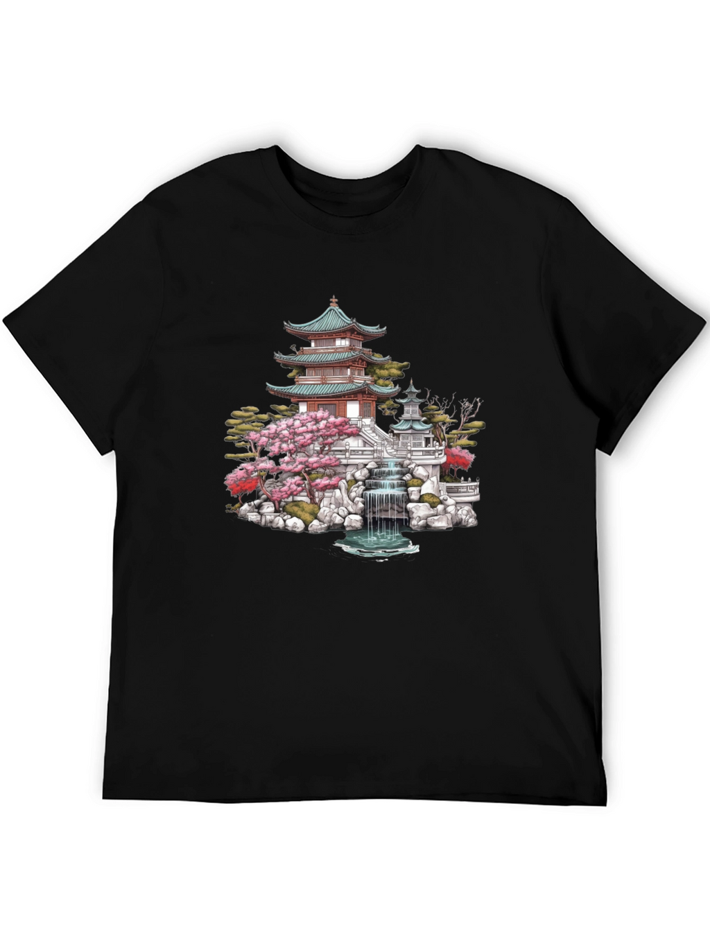 Japanese Temple Garden Graphic Tee - Black