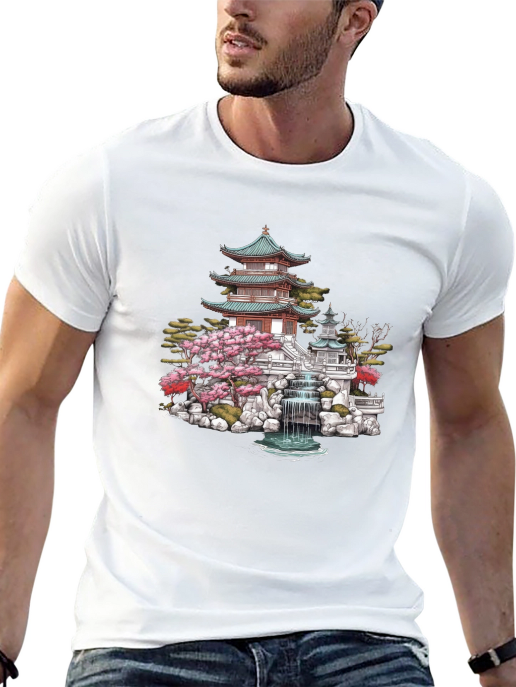 Japanese Temple Garden Graphic Tee - Black