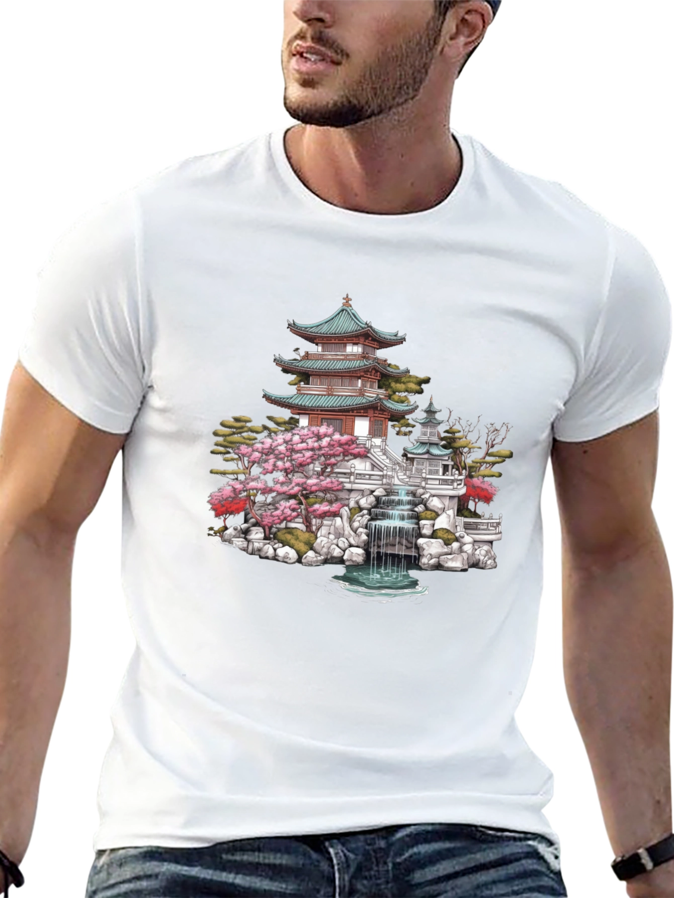 Japanese Temple Garden Graphic Tee - Black