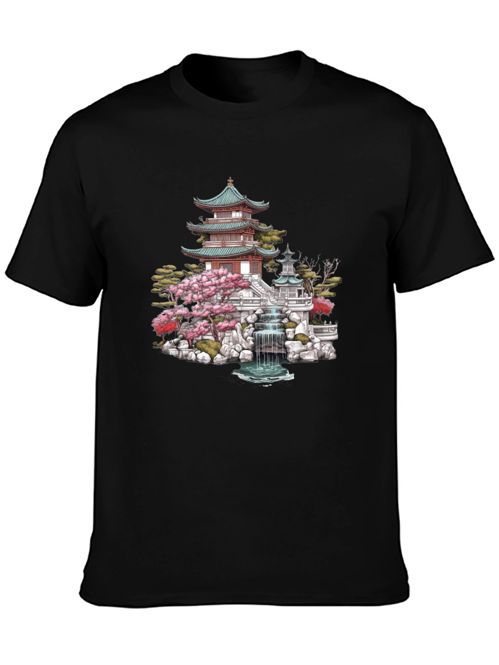 Japanese Temple Garden Graphic Tee - Black