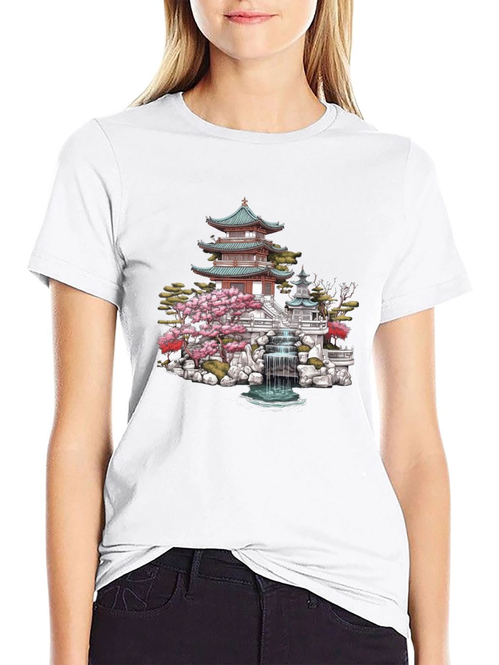 Japanese Temple Garden Graphic Tee - Black