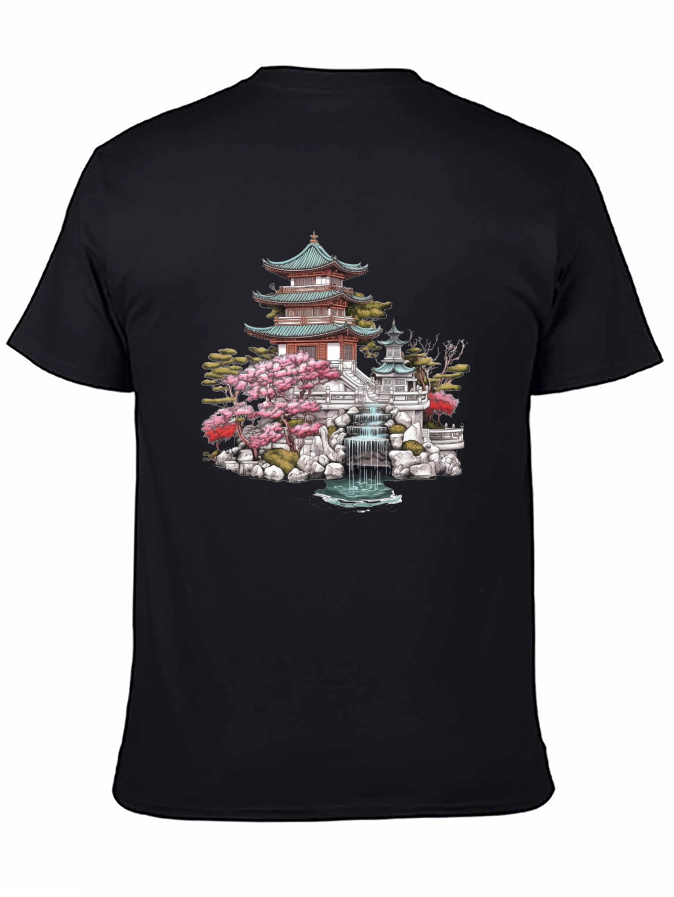 Japanese Temple Garden Graphic Tee - Black