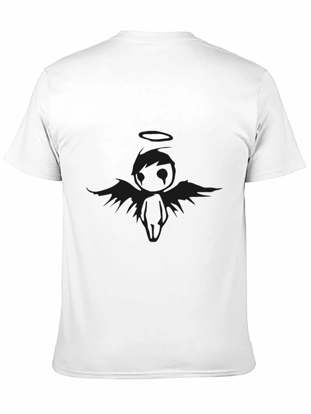 Mens Black Angel Graphic T-Shirt