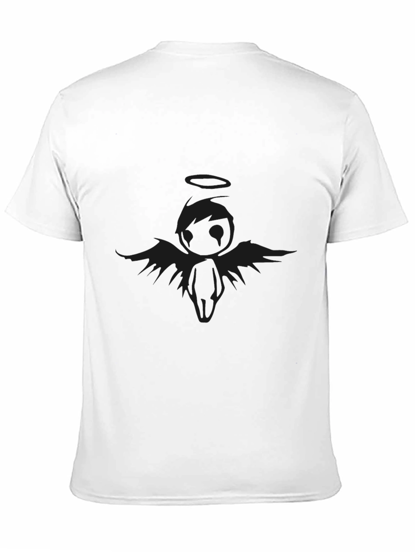 Mens Black Angel Graphic T-Shirt