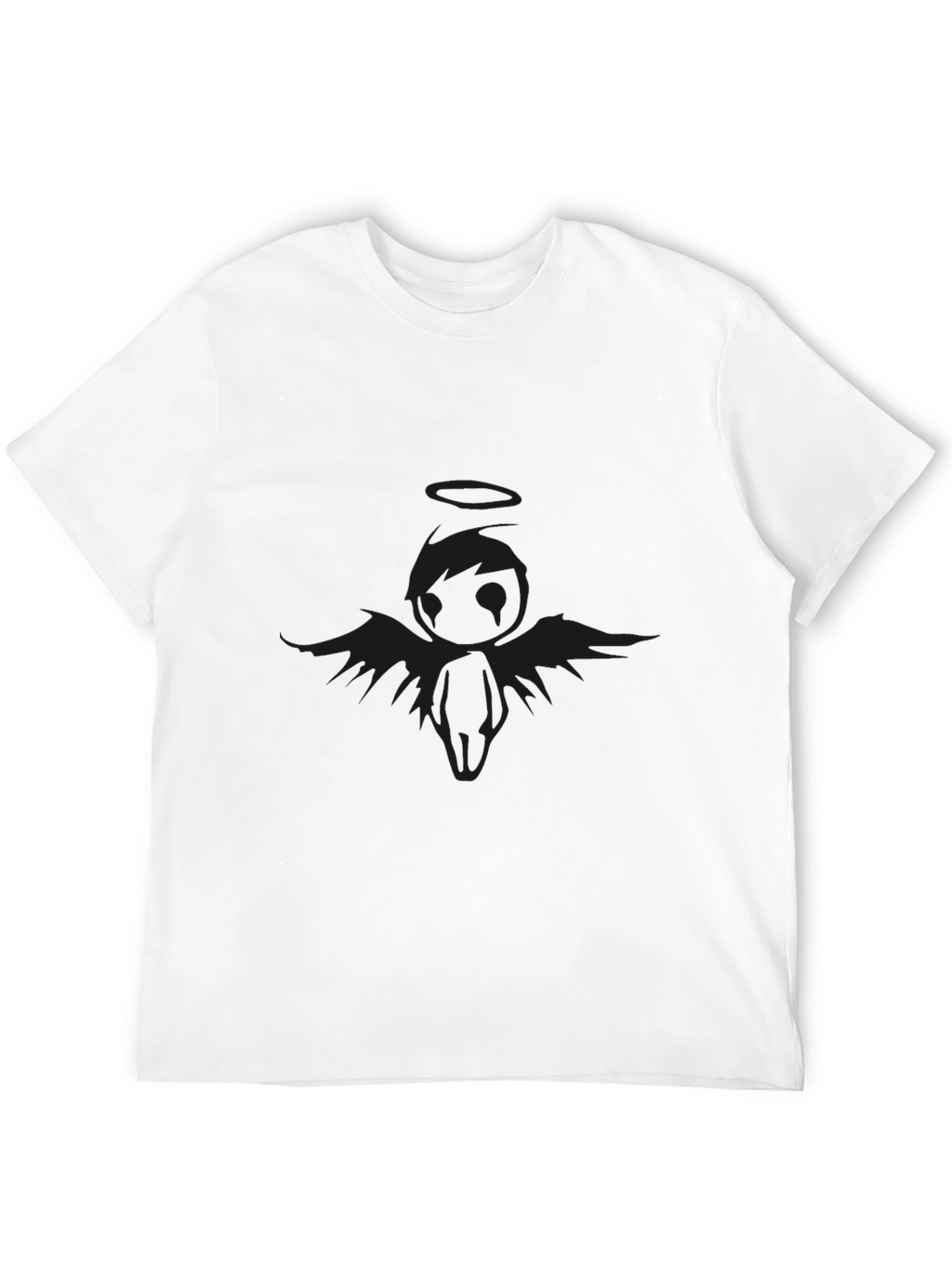 Mens Black Angel Graphic T-Shirt